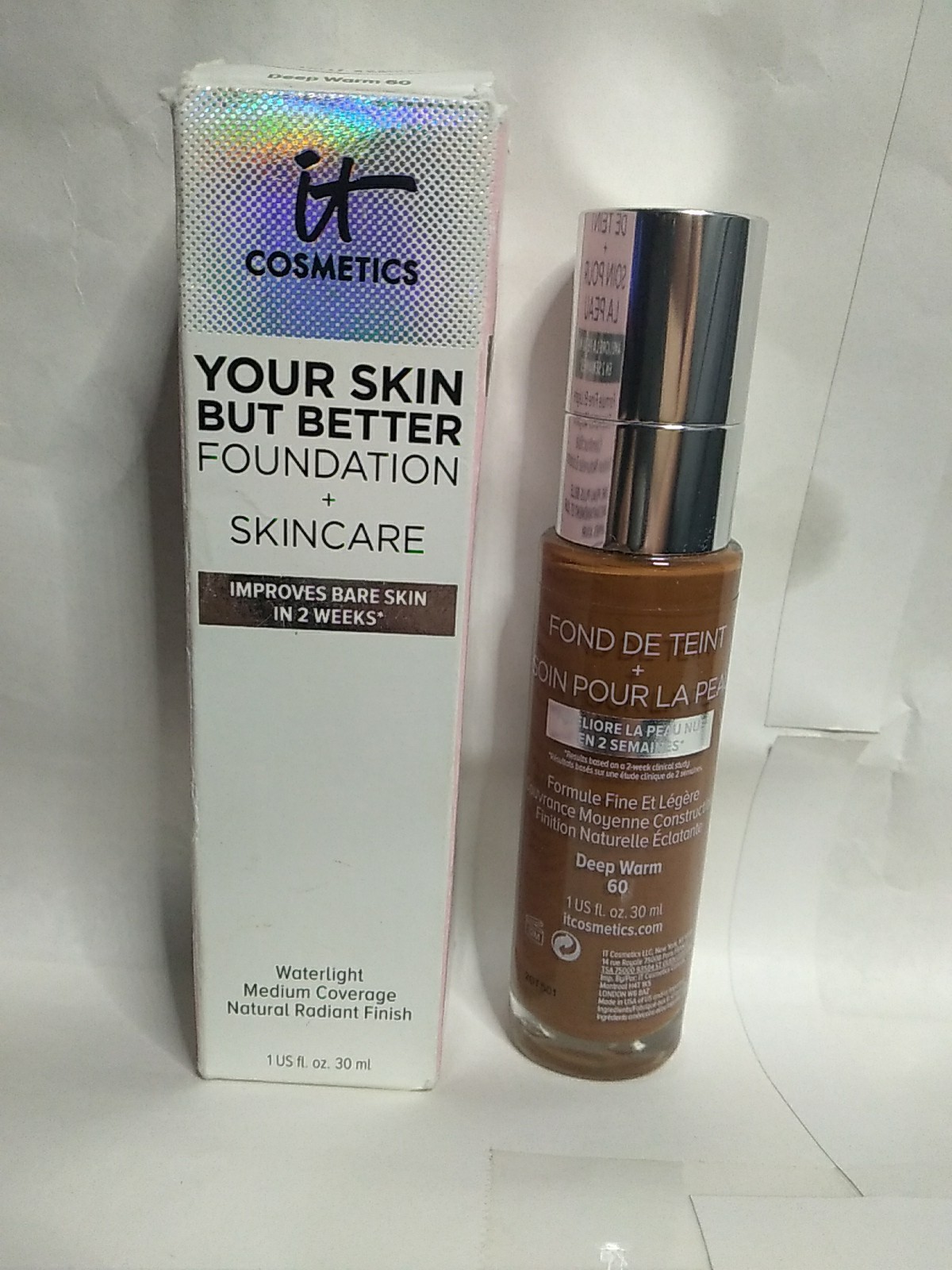 IT COSMETICS – Deep Warm 60 YOUR SKIN BUT BETTER FOUNDATION + SKINCARE – 1 OZ