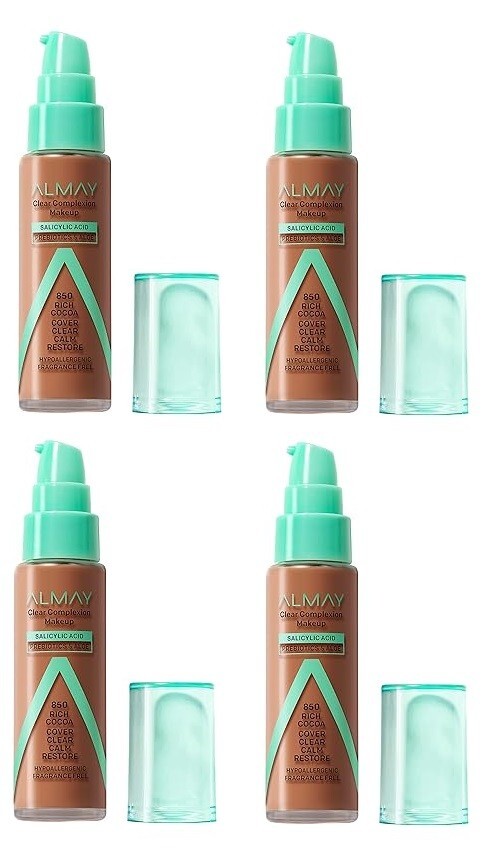 Almay Clear Complexion Acne Foundation with Salicylic Acid 850 rich cocoa 4 pack