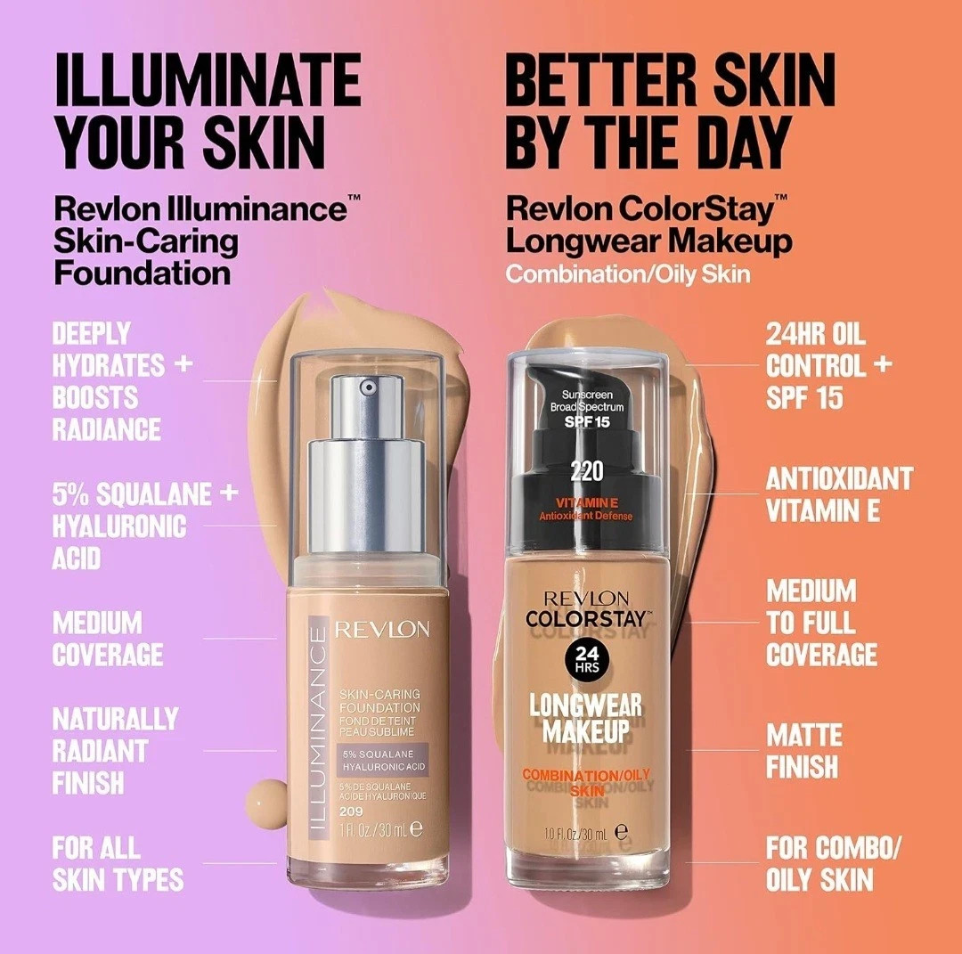 Revlon Illuminance Skin Caring Foundation Lot of 3 Same Color 1oz (You Choose)