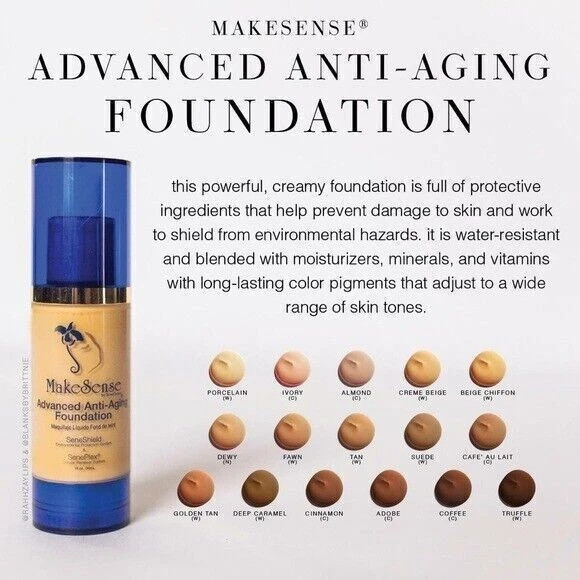 MakeSense Advanced Anti Aging Foundation in Fawn by Senegence AAA Full Size New