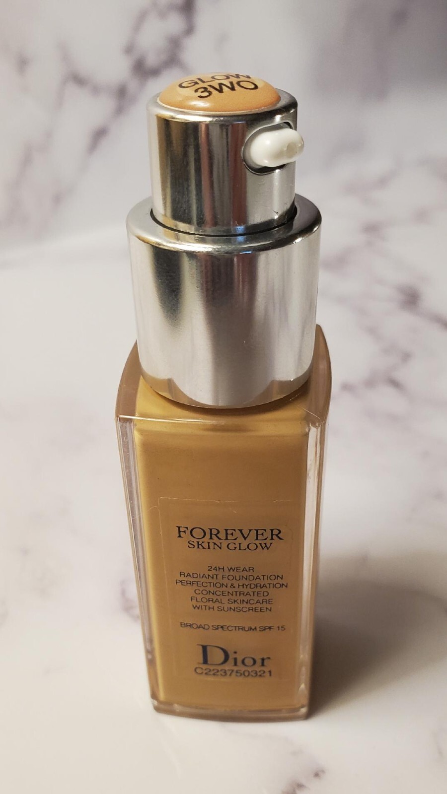 Dior Forever Skin Glow 24H Wear Radiant Foundation SPF 15 – 3WO- .67 oz – New