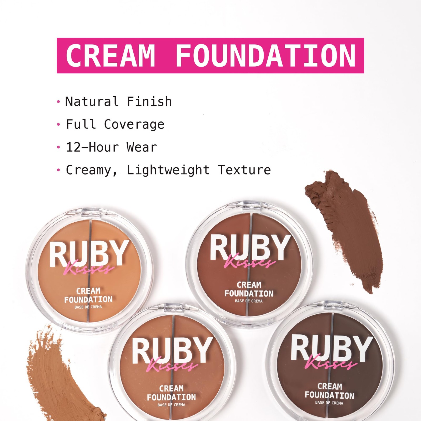 Ruby Kisses 3D Face Creator Cream Foundation & Concealer, 12 Hours Long Lasti…