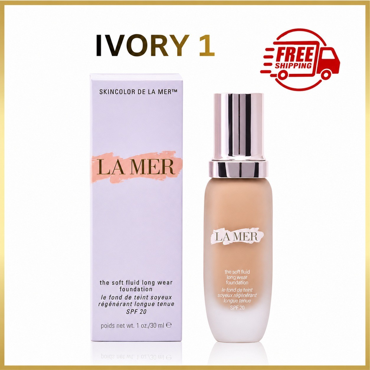 La Mer The Soft Fluid Long Wear Foundation – Shade IVORY 01 – 30ml 1oz – NIB