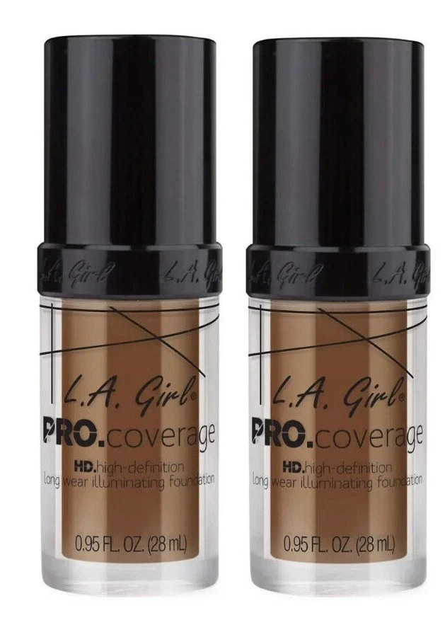 Lot of 2 L.A. Girl Pro Coverage Liquid Foundation HD Illuminating GLM654 Coffee