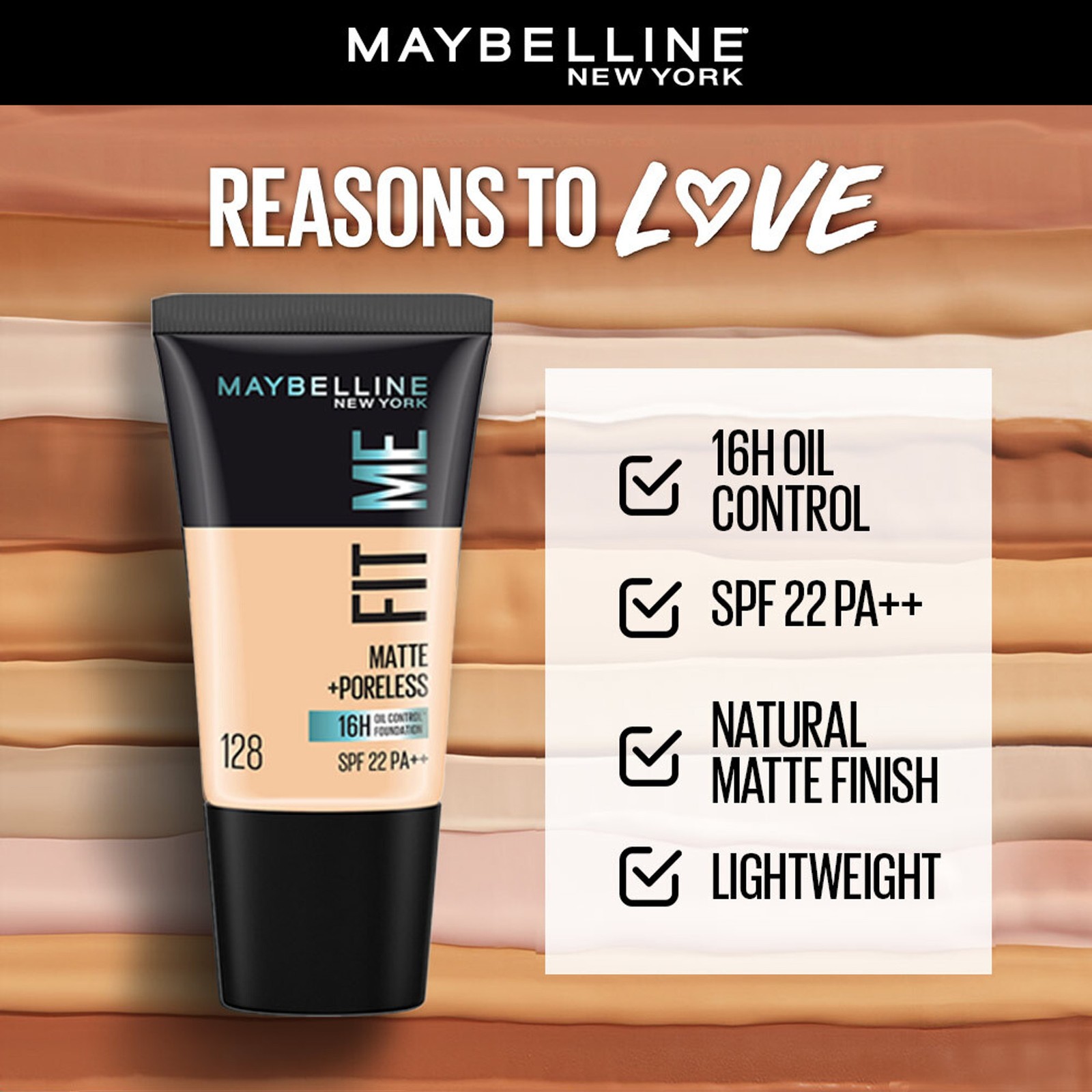 Maybelline Fit Me Matte + Poreless Foundation 128 18ml / 0.61 fl oz