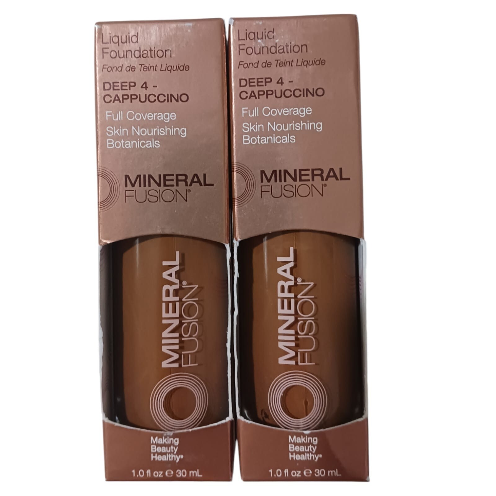 MINERAL FUSION Liquid Foundation Deep 4 -Cappuccino 1.0 Fl Oz 30 ml (2 UNIT)