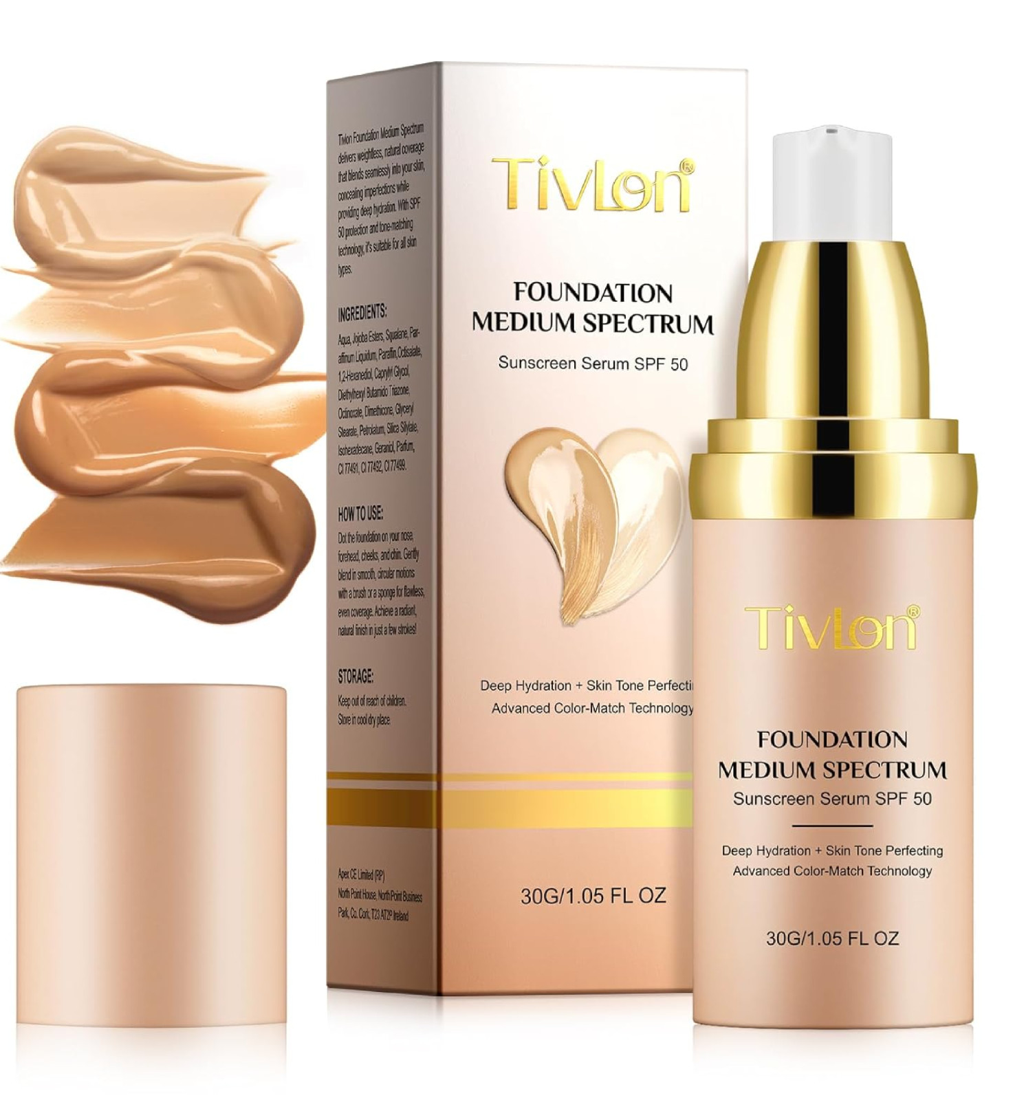 Generic Foundation 4 in 1 Medium Spectrum – 1.05 Fl Oz with Sun SPF 50, Conceale