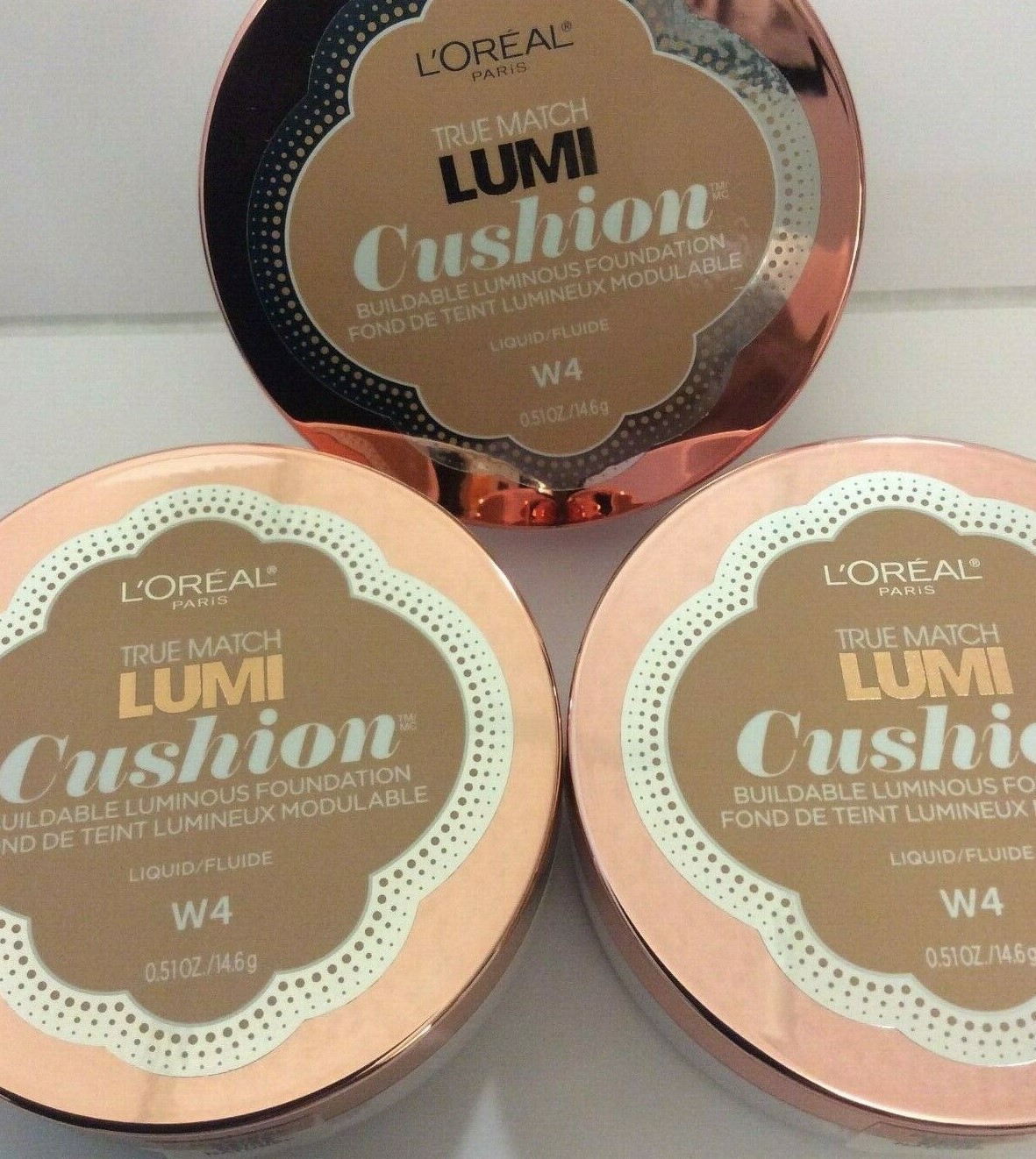 Lot of 3 – L’Oreal True Match Lumi Buildable Cushion Foundation NATURAL BEIGE W4