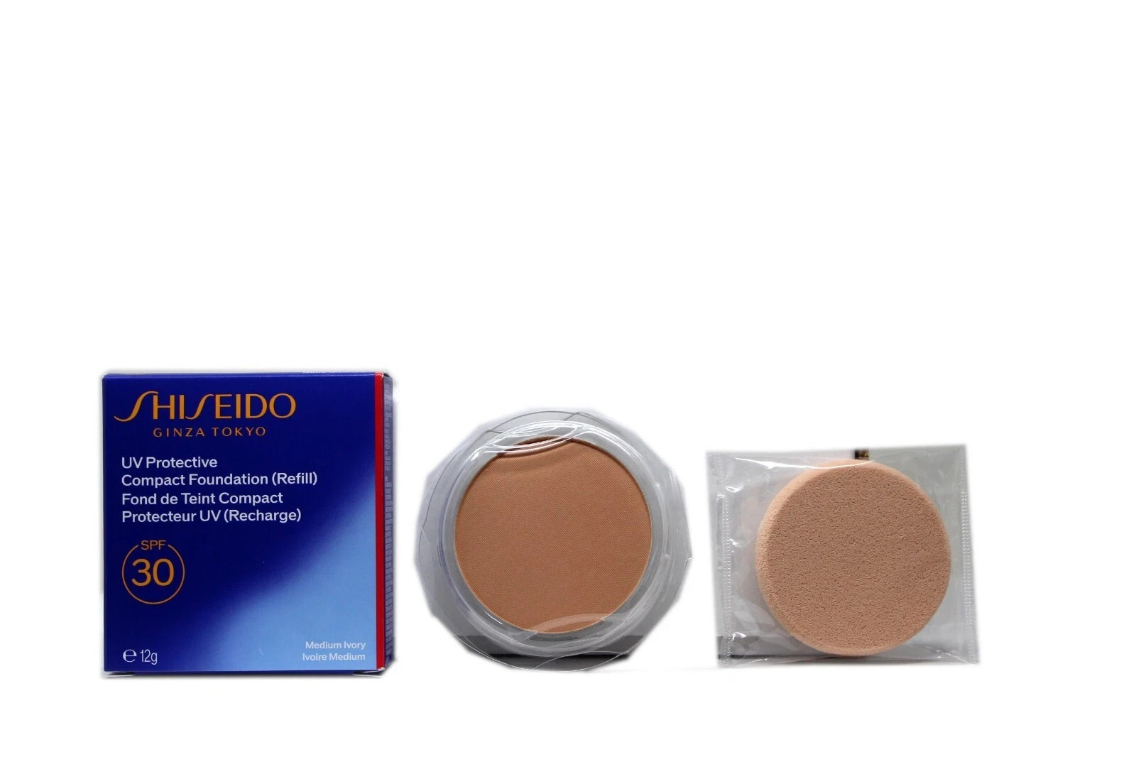 SHISEIDO UV PROTECTIVE COMPACT FOUNDATION (REFILL) SPF30 #MEDIUM IVORY NEW
