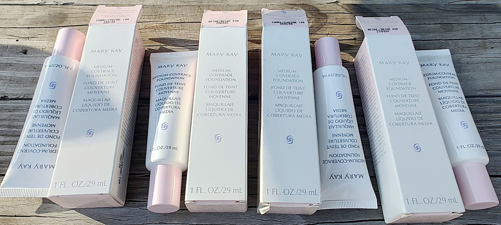 FOUR New 1oz MARY KAY Medium Coverage Foundation – Beige & Ivory 404 104 100