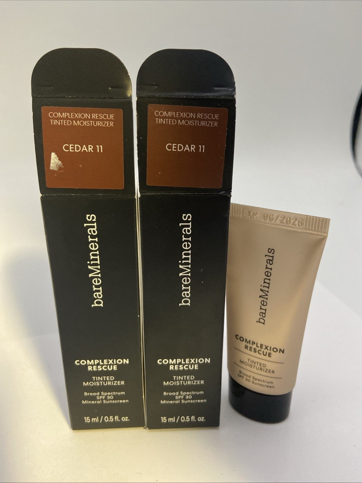 (2) bareMinerals CEDAR 11 Tinted Moisturizer SPF 30 15mL/0.5oz Exp 06/2026