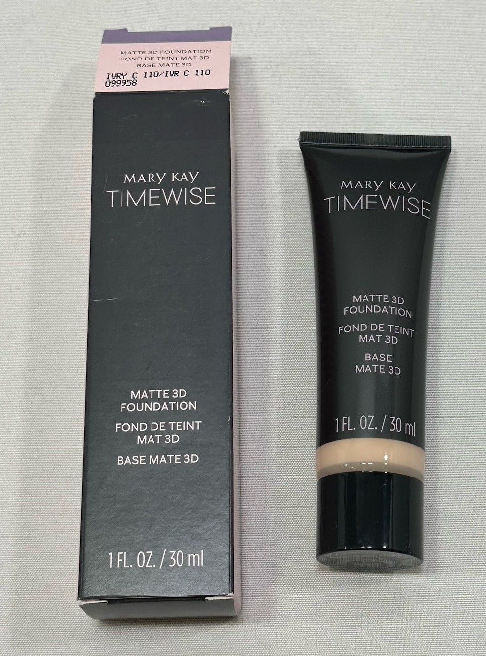 NEW Nib Mary Kay TIMEWISE Matte 3D Foundation Combo To Oily 099958~Ivory C110