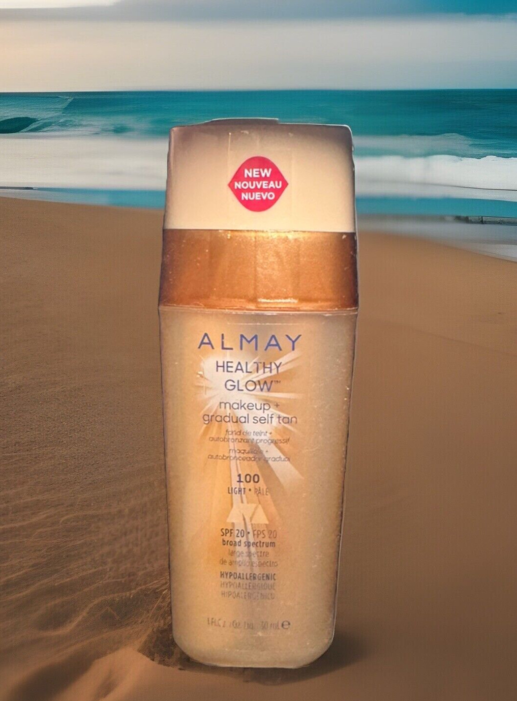 Almay HEALTHY GLOW Makeup& Gradual Self Tan LIGHT #100 SPF 20 – 1oz (601)