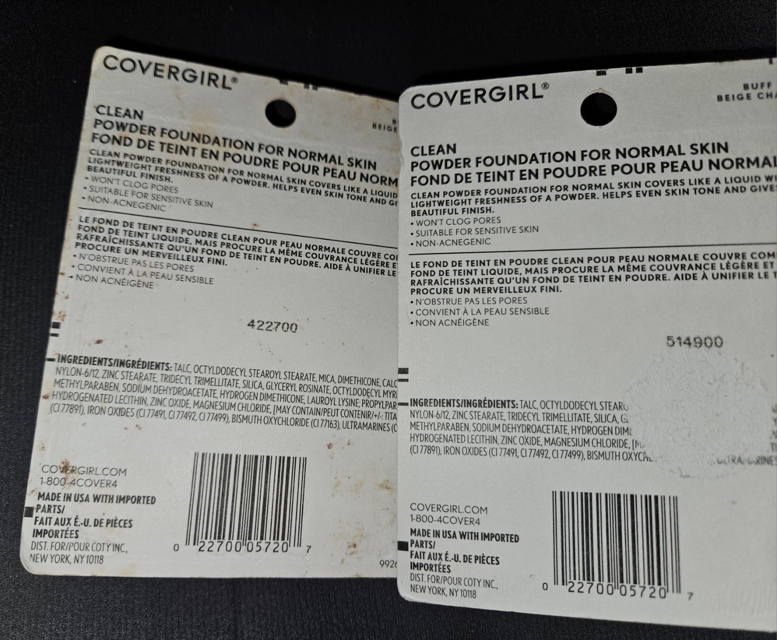 2x New Covergirl Clean Powder Foundation For Normal Skin 525 Buff Beige