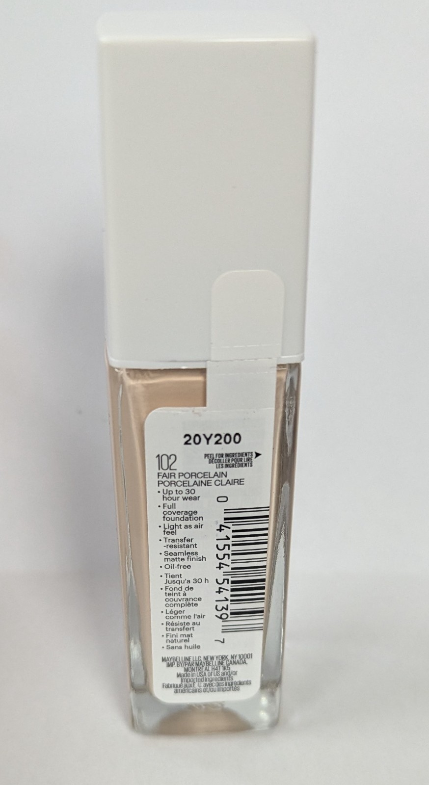 2 MAYBELLINE SUPERSTAY ACTIVE WEAR FOUNDATION 102 FAIR PORCELAIN 1oz NEW SEALED
