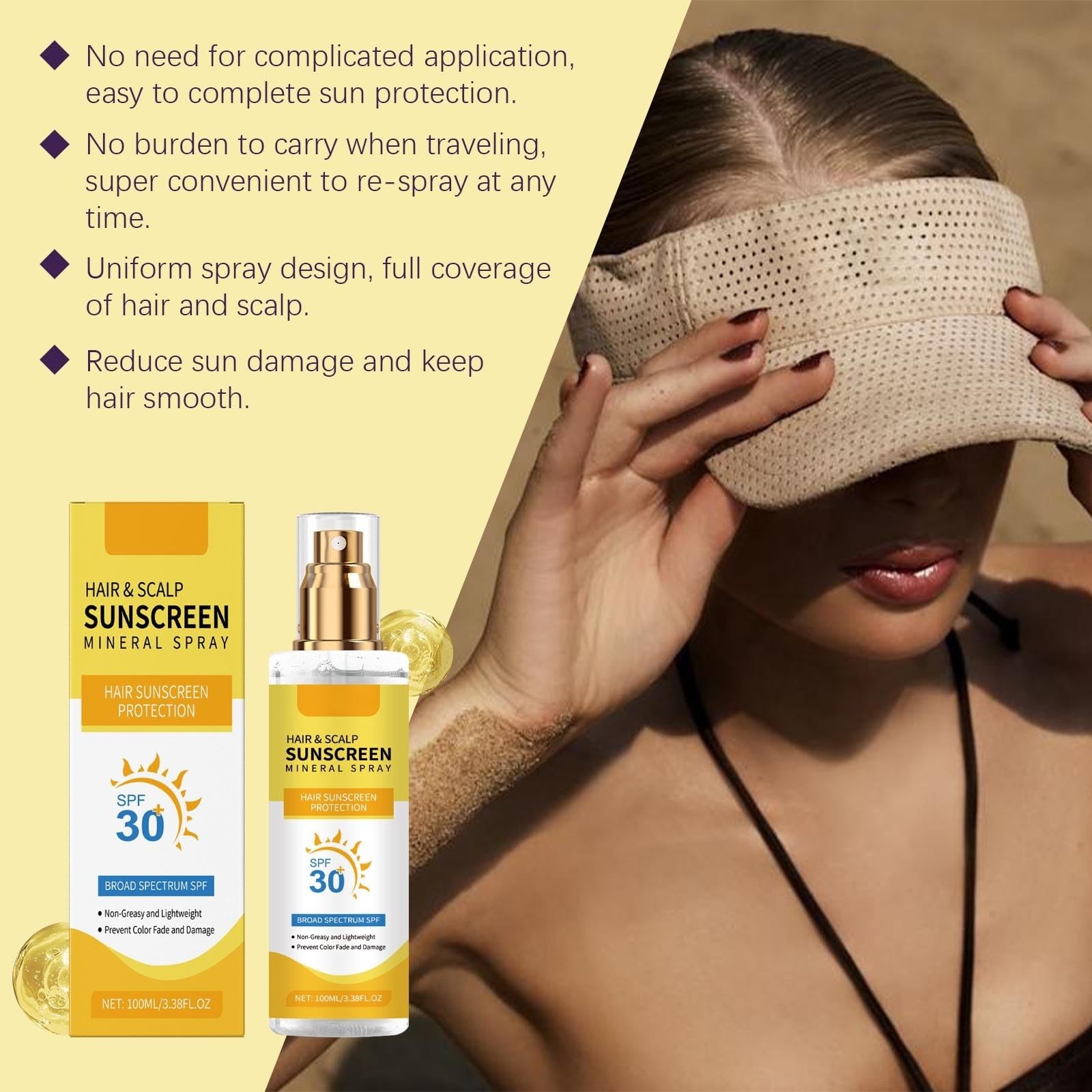 Hair & Scalp Sunscreen Spray SPF 30 | UV Protection 3.38 Fl Oz (Pack of 1)