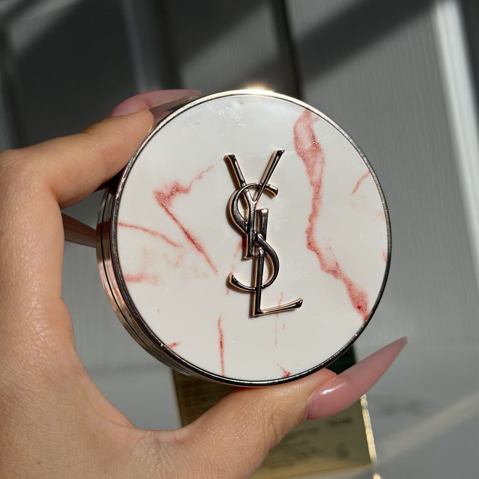YSL Touche Éclat Glow-Pact Cushion Collector Marble Case B20 Ivory New In Box