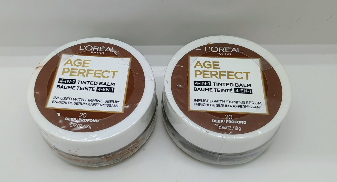 L’Oreal Paris AGE PERFECT 4-in-1 Tinted Balm 20 Deep Profond .63 oz, Lot of 2