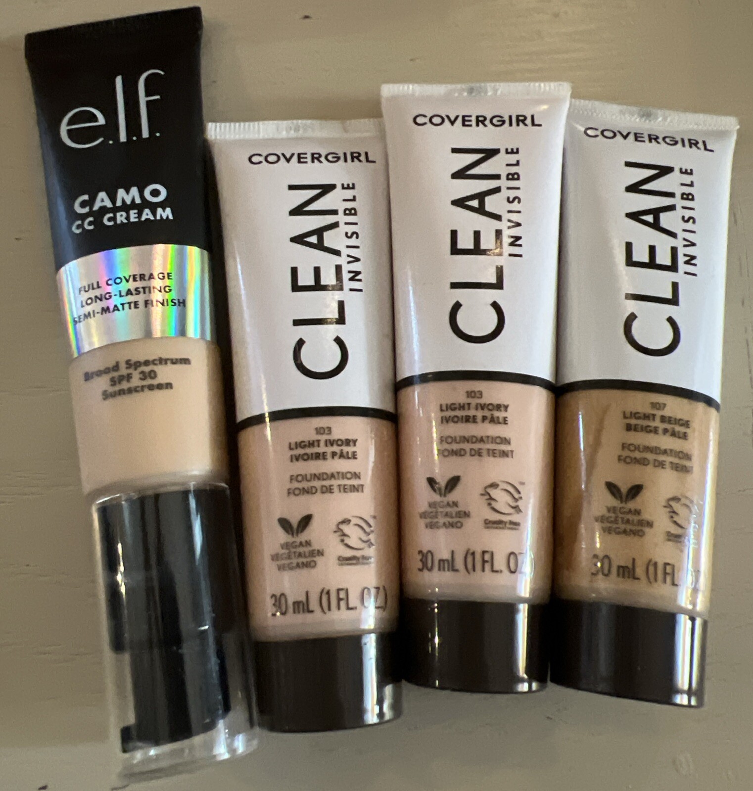 CoverGirl Clean Invisible Foundation Vegan 30ml 1oz~4 Pack Mixed Lot~eLF~ Light