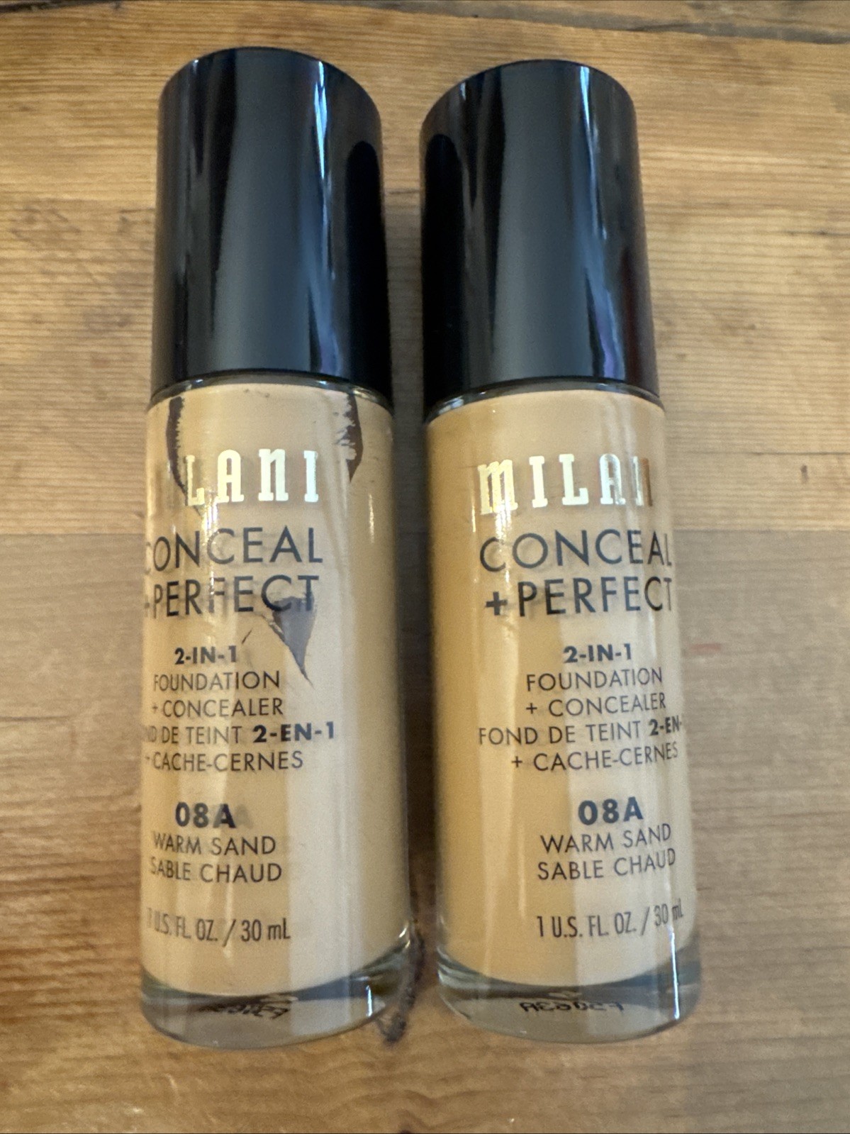 2 Milani Conceal Perfect Foundation Concealer 1 Oz Warm Sand Full Coverage 08A