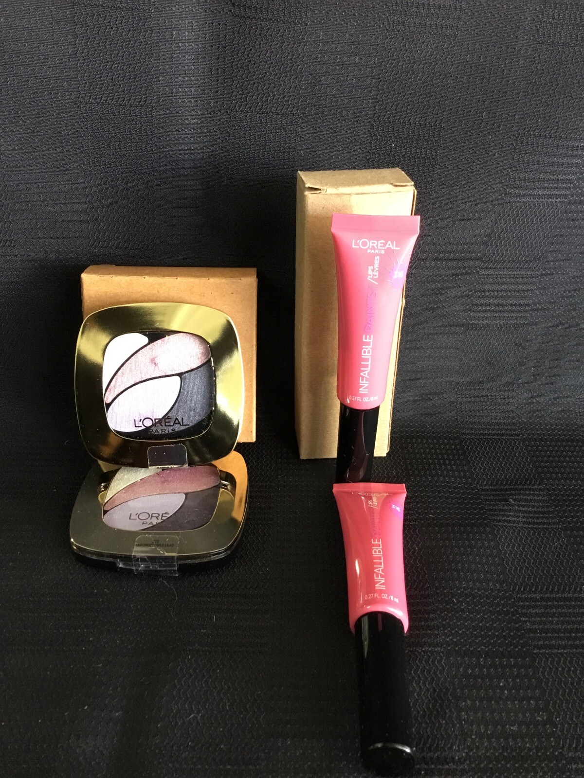 4-pk, 2 Tubes L’Oreal Infallible Lip Color & 2 Palletes L’Oréal Paris Eye Shadow