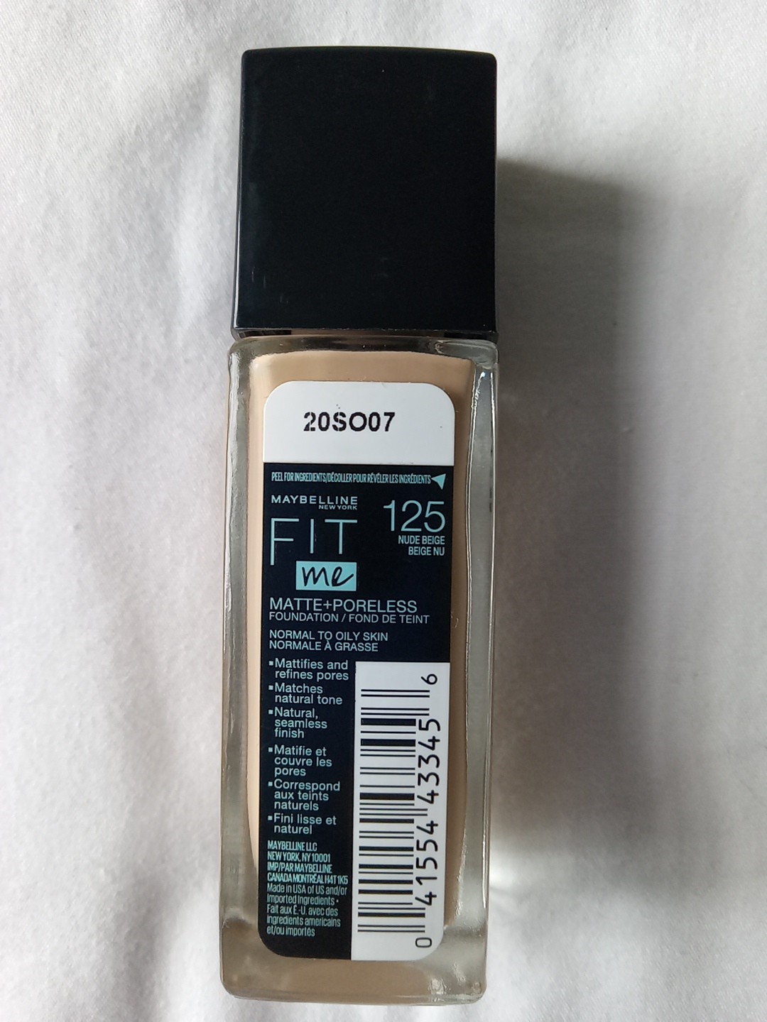 Maybelline Fit Me Foundation 125 Nude Beige Matte + Poreless Normal To Oily Skin