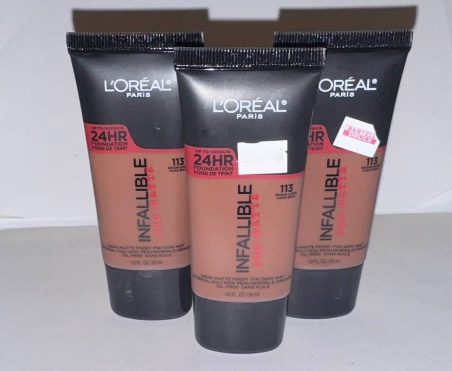 x3 113 BROWN SUEDE ~ L’Oreal INFALLIBLE Pro-Matte Foundation Makeup ~ Demi-Matte