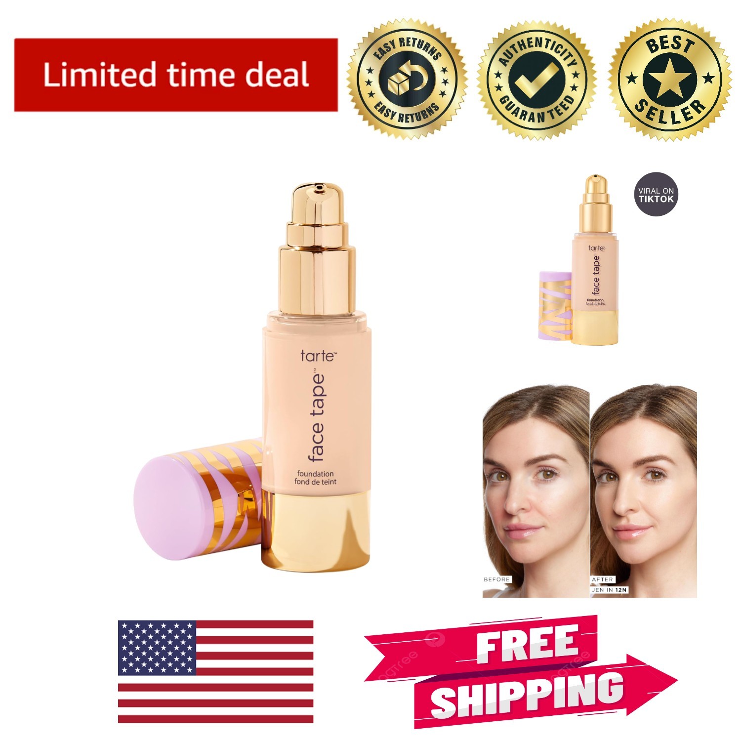 Tarte Face Tape Full-Coverage Foundation 12n – Comfortable Wear & All-Skin Types