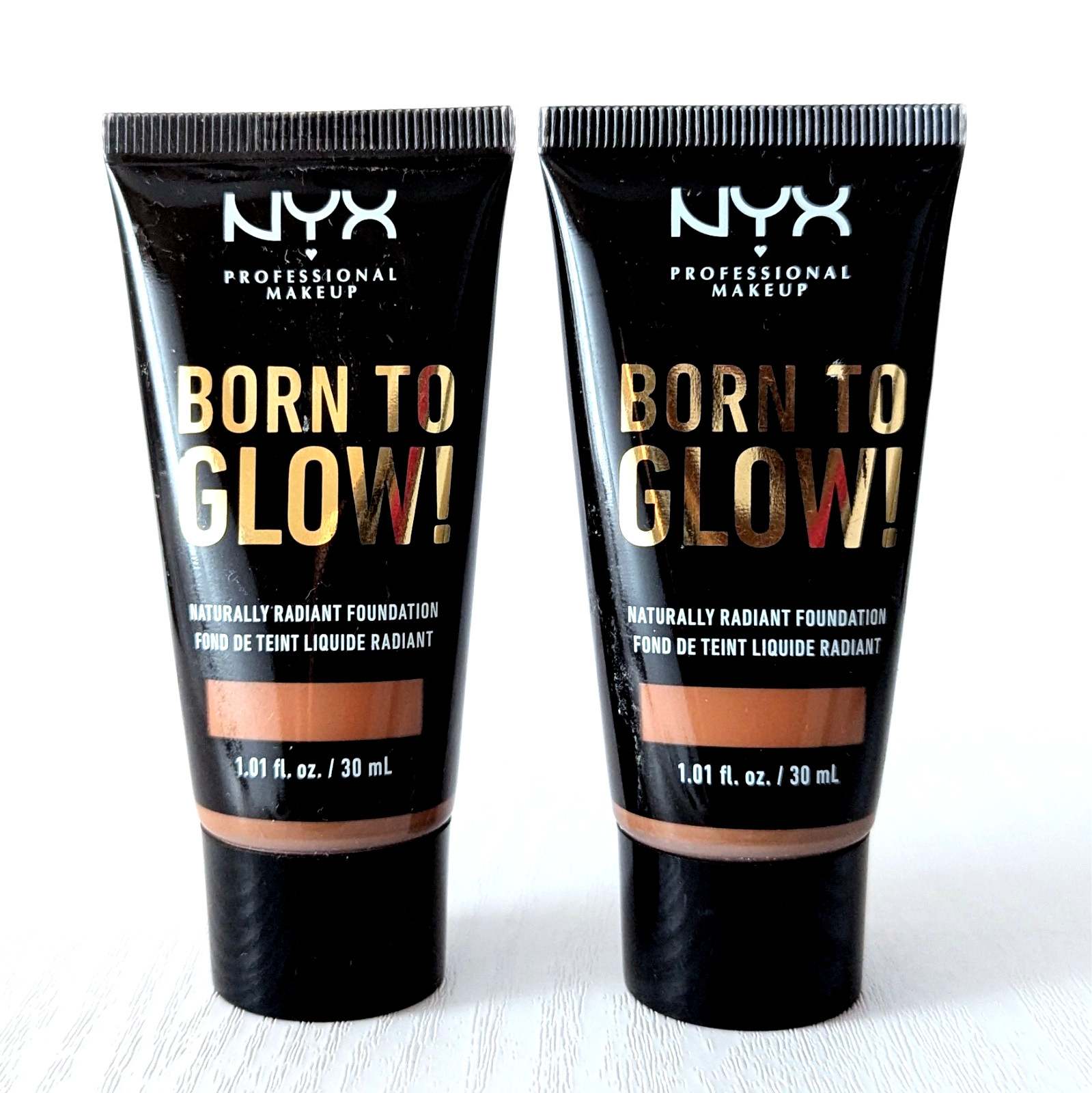 2 PCs NYX Born To Glow Naturally Radiant Makeup Foundation MOCHA 1 fl.oz