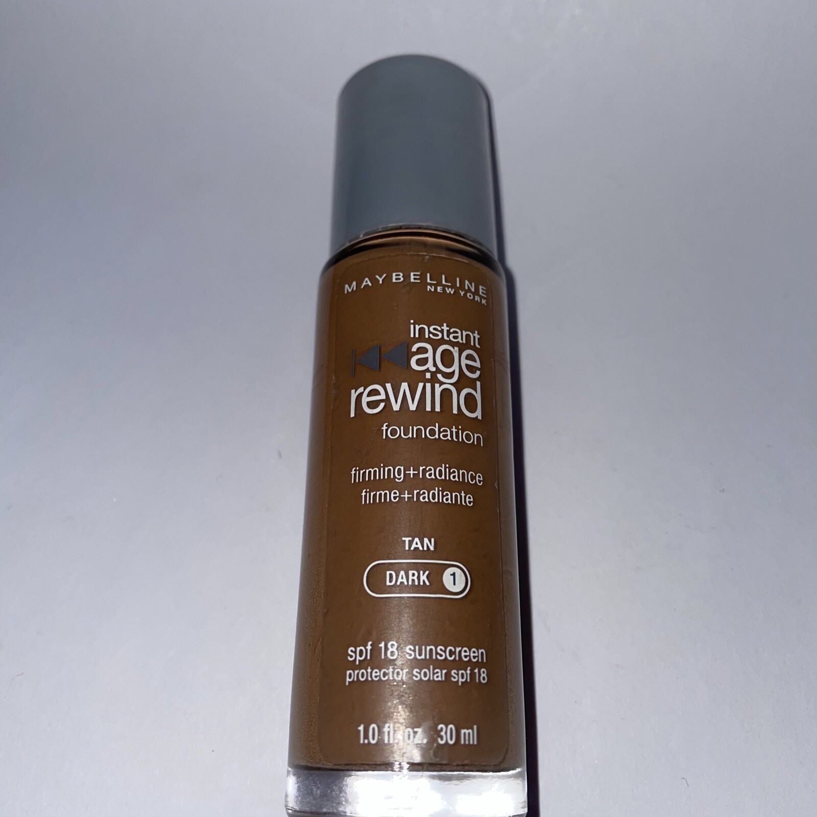 Maybelline Instant Age Rewind Foundation Tan (Dark-1) SILVER non pump NWOB UNS