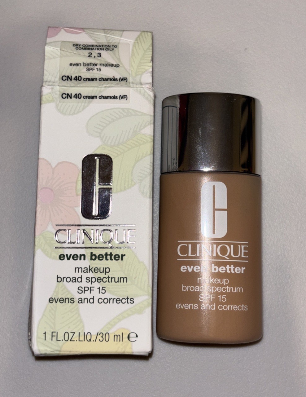 CLINIQUE Even Better Makeup FoundationSPF 15 CN40 Cream Chamois (VF) 1oz. NIB