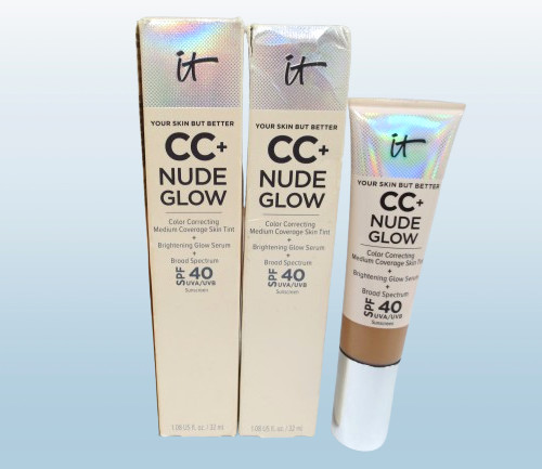 IT COSMETICS CC+ NUDE GLOW COLOR CORRECTING MEDIUM TAN 1.08 OZ EXP: 2026 2PCS