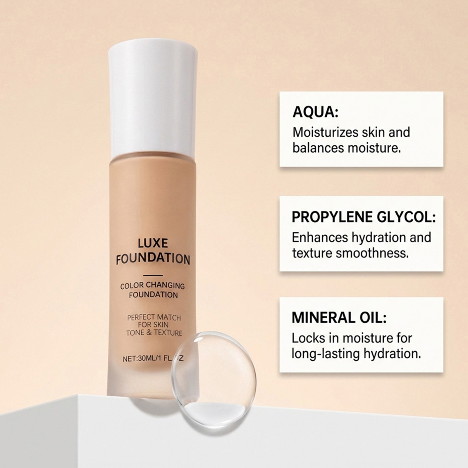 LUXE Intelligent Color Correcting Face Base, 30ml/1 fl oz – Fits All Skin Tone 2