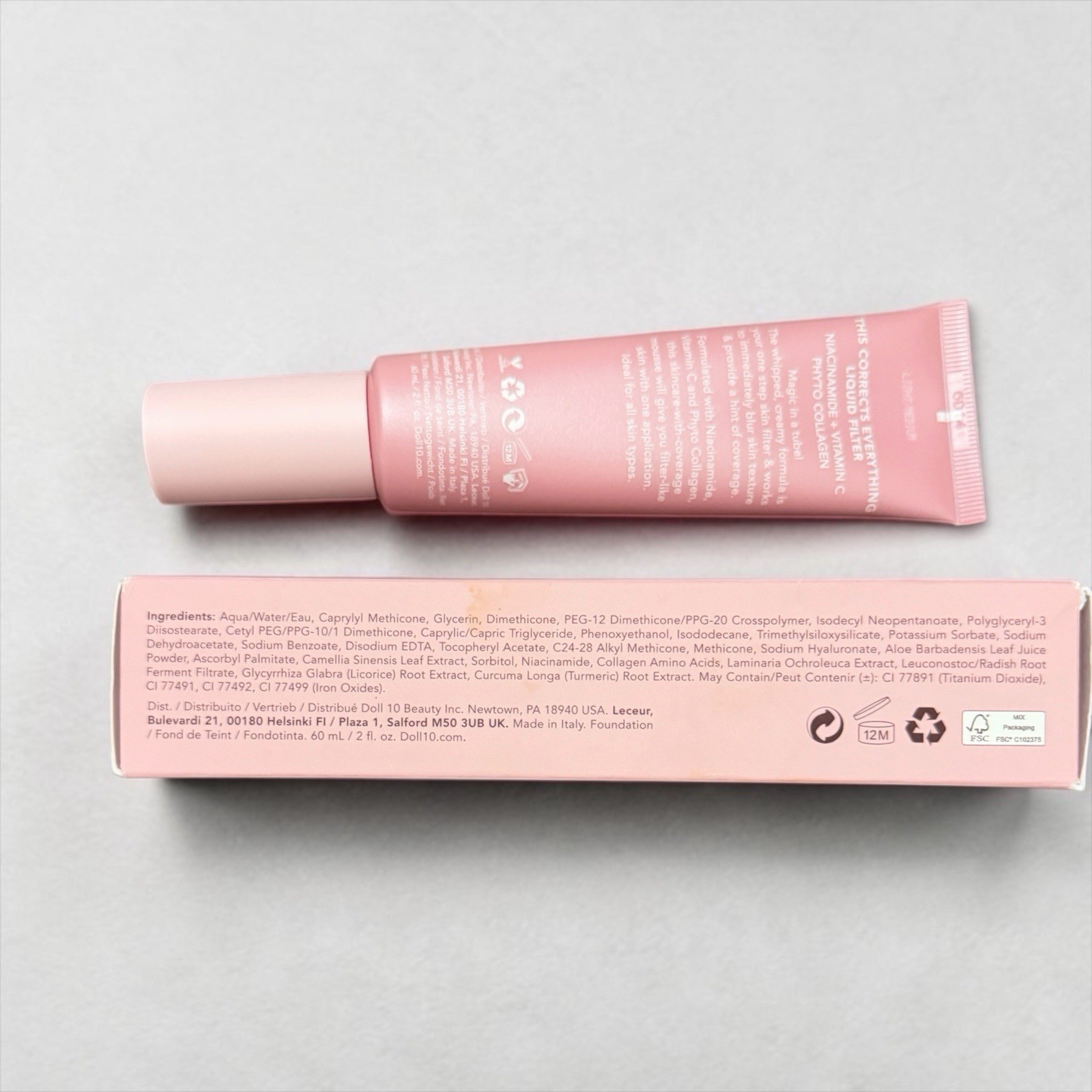Doll 10 LIQUID FILTER Corrects Everything LIGHT MEDIUM Foundation Niacinamide