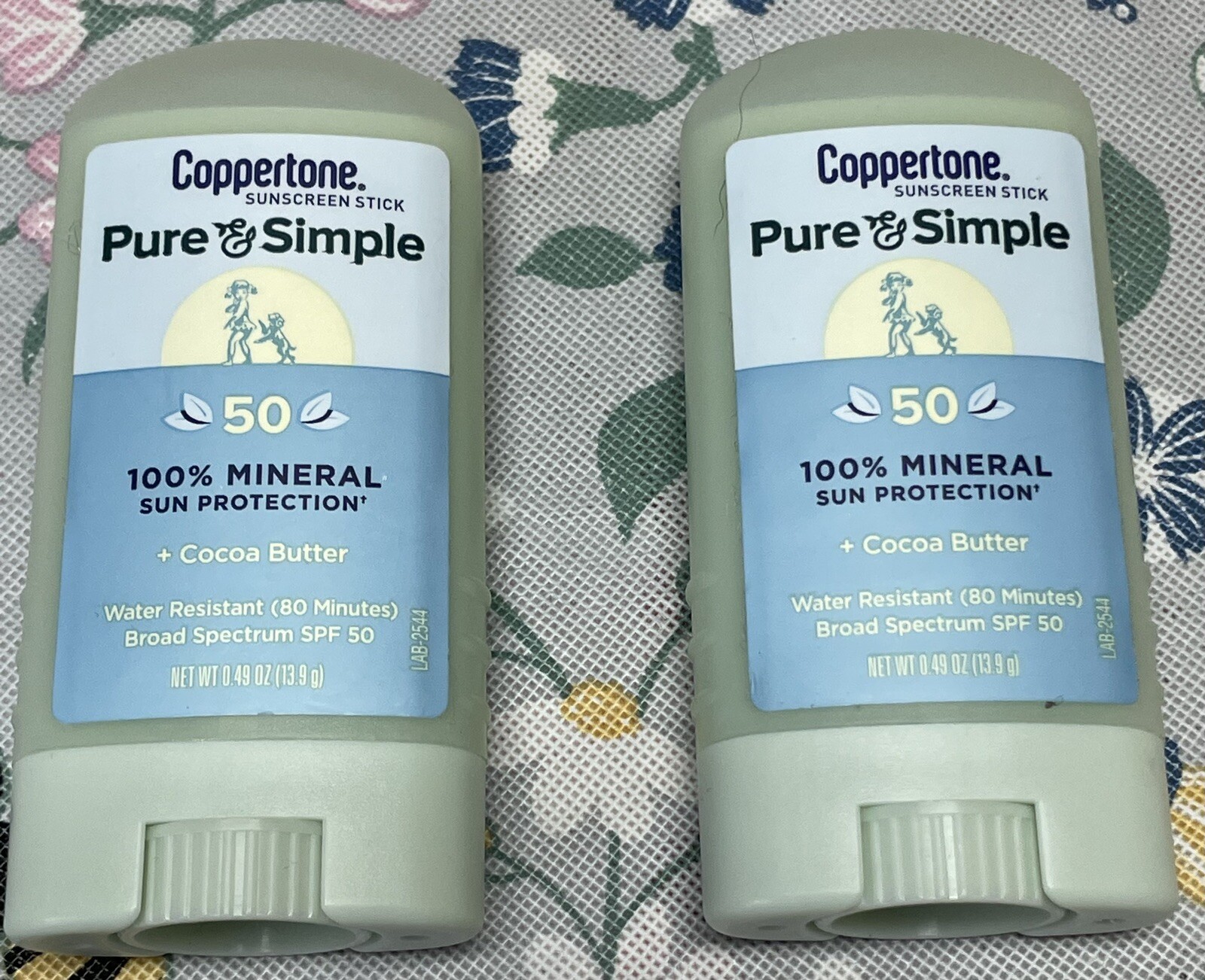 Coppertone Pure and Simple Mineral Sunscreen Stick SPF 50, Lot Of 2 New