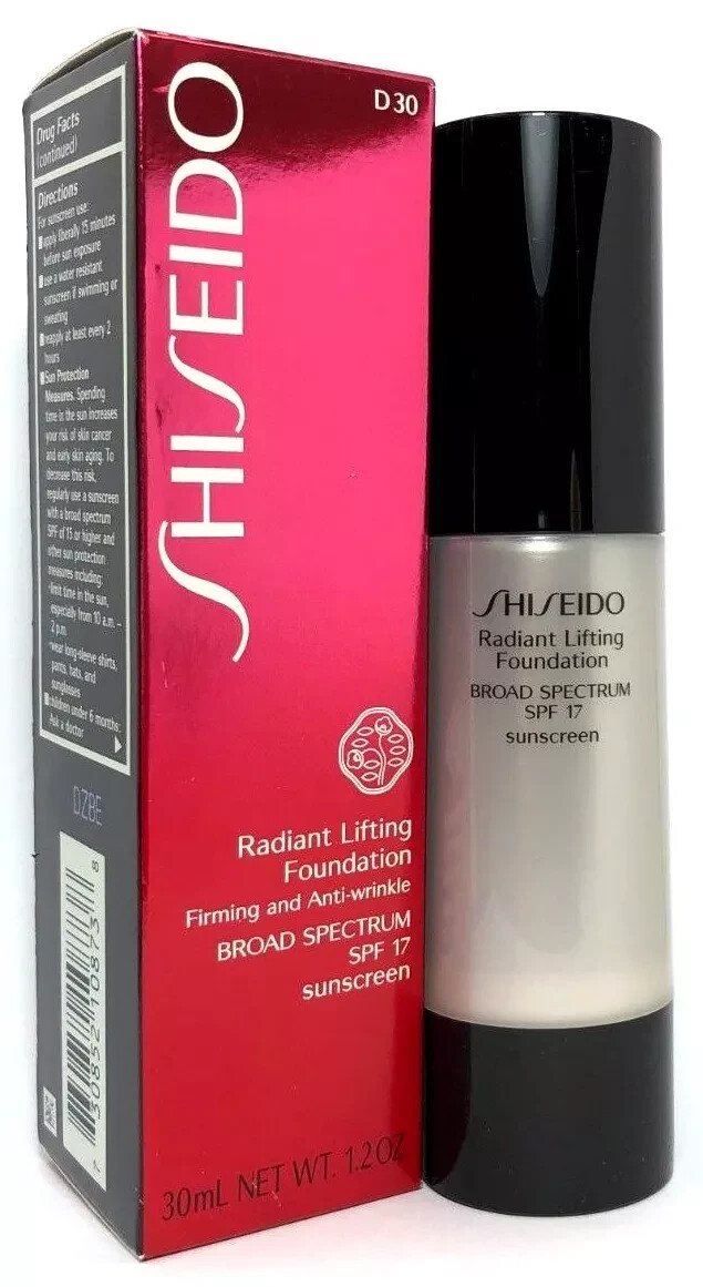 SHISEIDO Radiant Lifting Foundation SPF 17 D30 VERY RICH BROWN 1.2 oz / 30ml NIB
