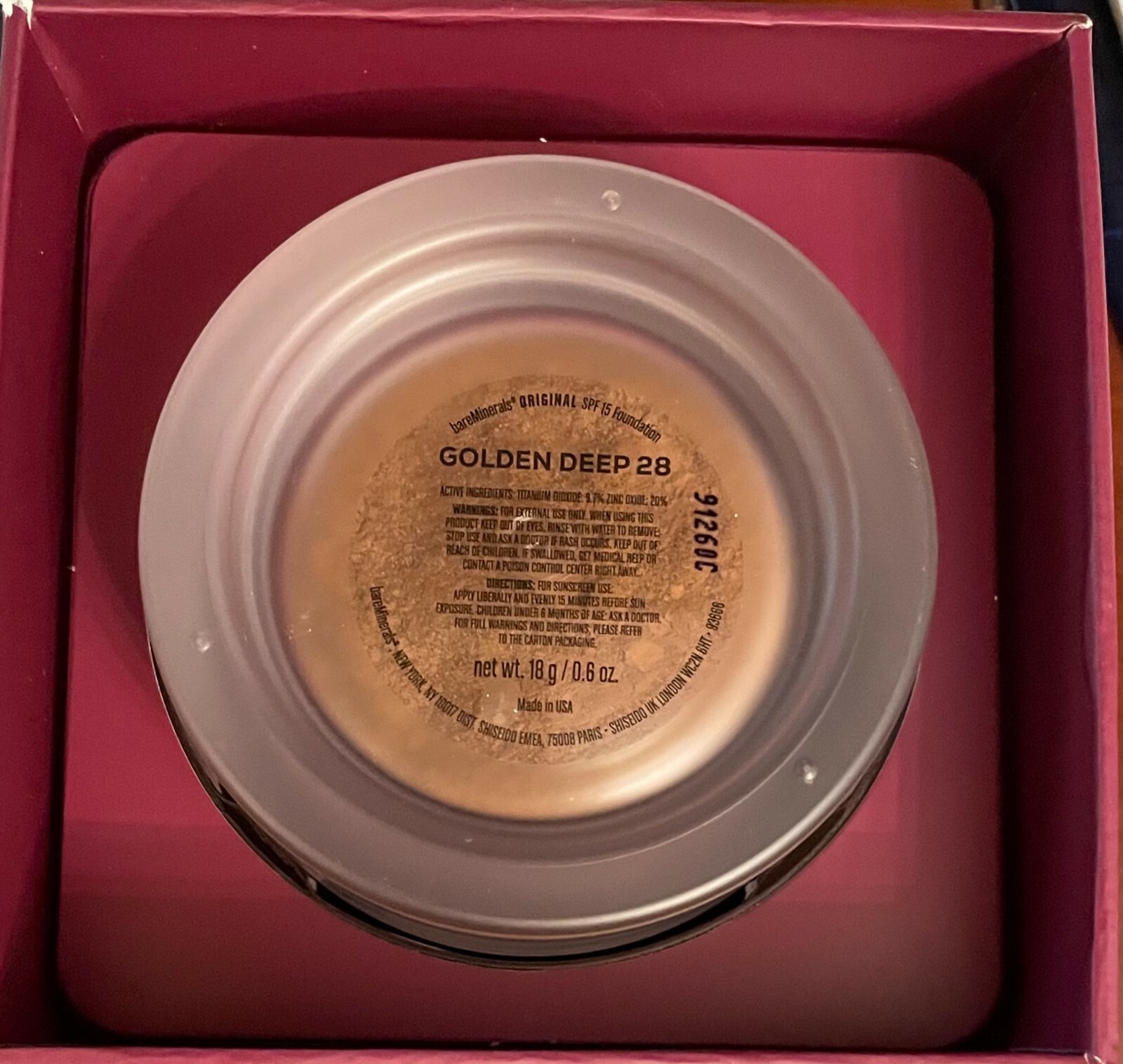 BARE MINERALS ~ ORIGINAL FOUNDATION POWDER ~ GOLDEN DEEP ~ 0.6 OZ/18G ~ BOXED