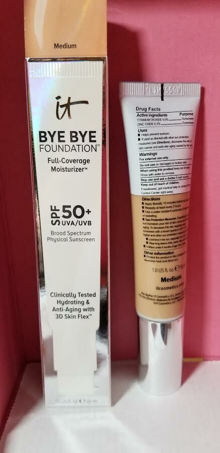 It Cosmetics Bye Bye Foundation Full Coverage Moisturizer 1.0 Oz Medium NIB