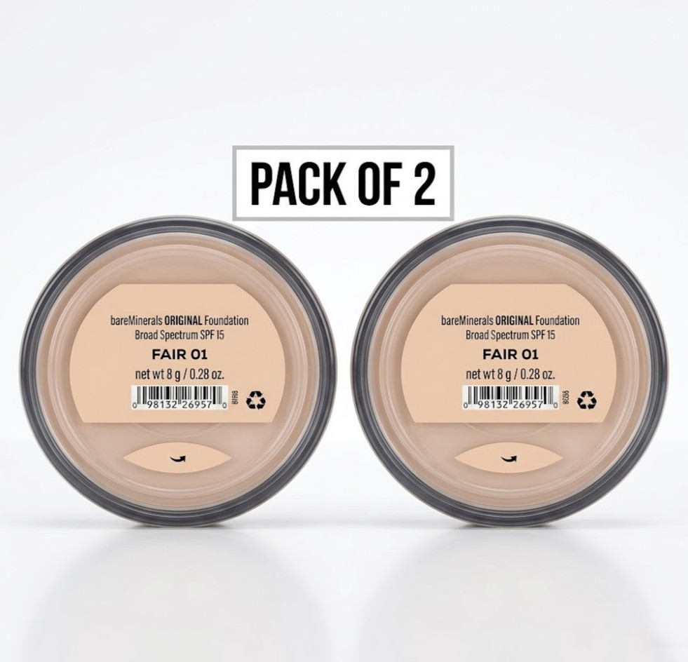 bareMinerals Original Foundation SPF 15 Fair 01 Loose Powder 0.28oz 2 PACK