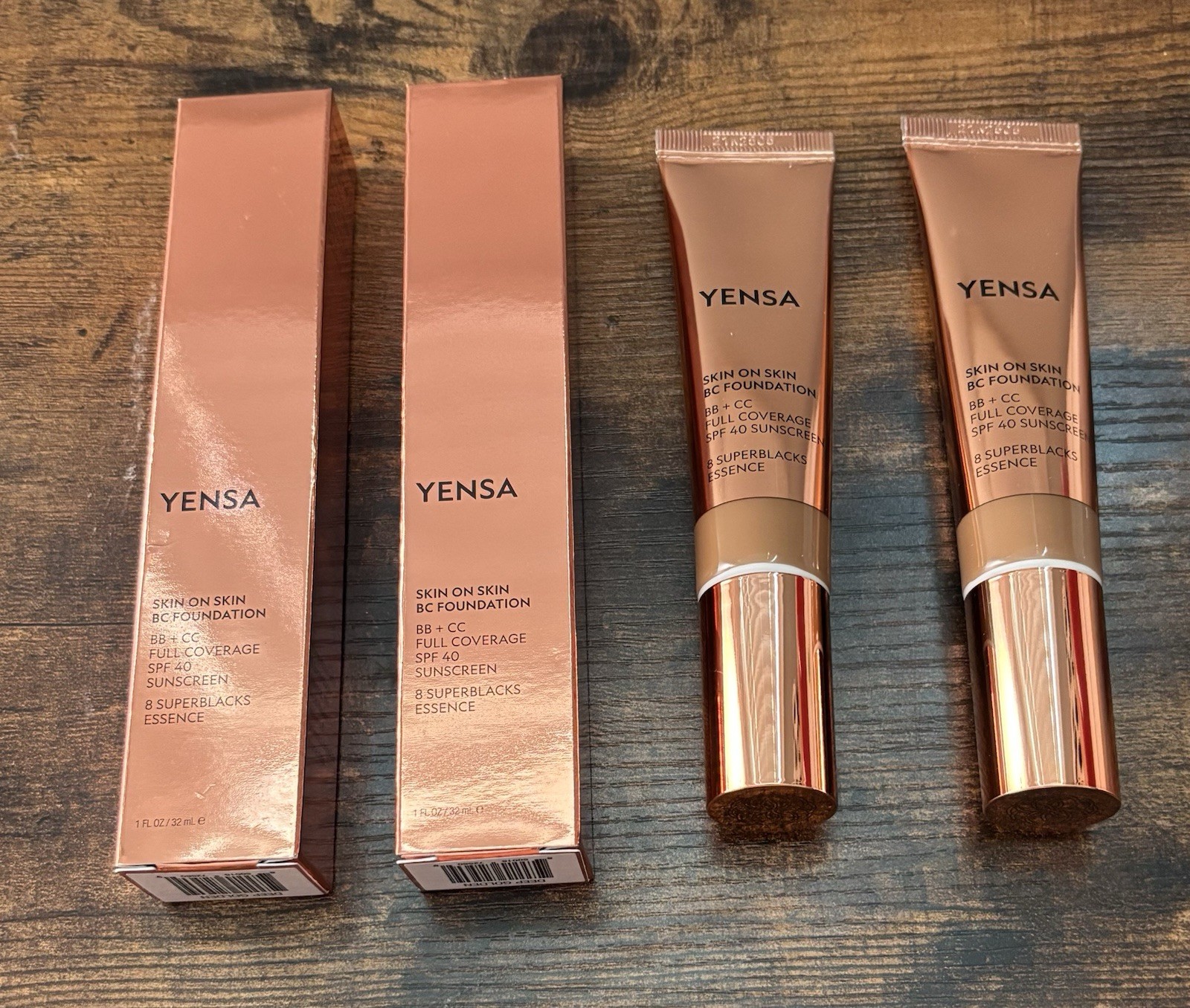 2x Yensa Beauty Skin on Skin BC Foundation Deep Cool 1 fl oz 32ml NIB 3/25