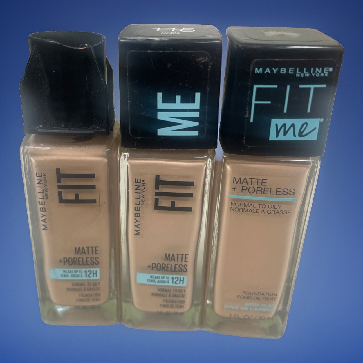 Maybelline Fit Me! Matte+Poreless Foundation #115 Ivory Lot Of 3 Bottles