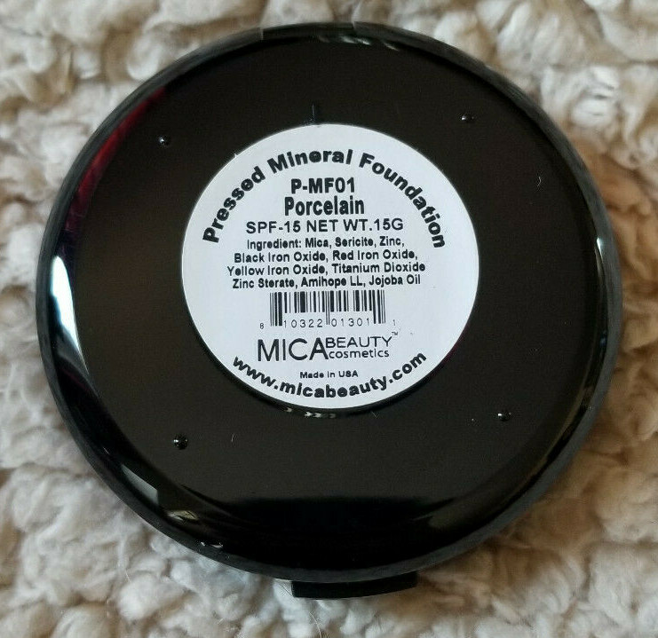 Mica Beauty Pressed Mineral Foundation P-MF01 PORCELAIN 15g SPF-15 VEGAN UNUSED!