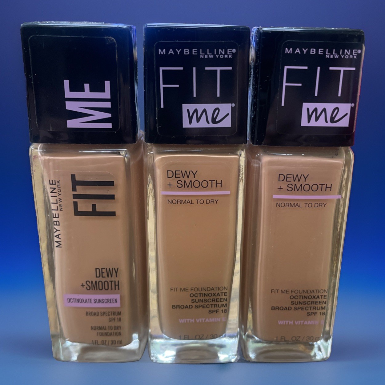 Maybelline Fit Me! Dewy+Smooth Foundation #115 Ivory Lot Of 3 Bottles
