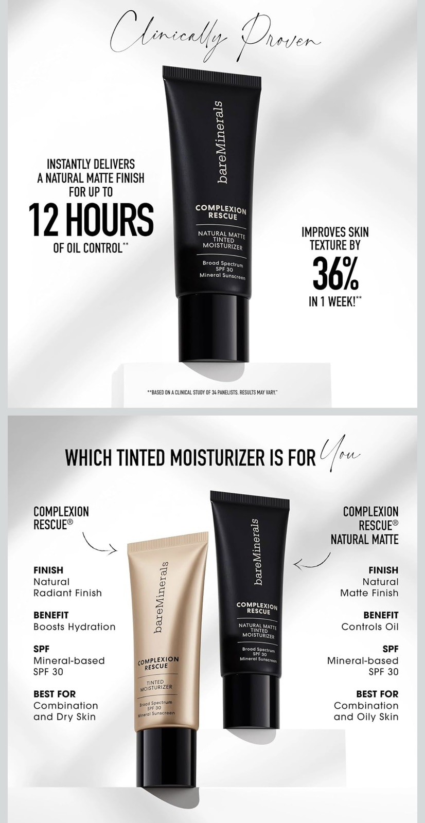 bareMinerals Complexion Rescue Matte Tinted Moisturizer SPF 30 – SUEDE 04 Sealed