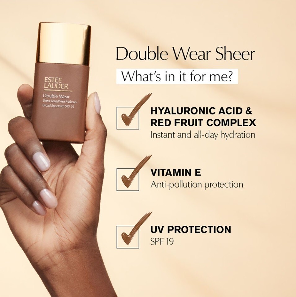 Estee Lauder Double Wear Sheer Long-Wear Foundation SPF 19, 5W2 Rich Caramel