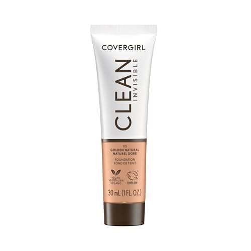 COVERGIRL Clean Invisible Foundation Makeup, Golden Natural, 1oz