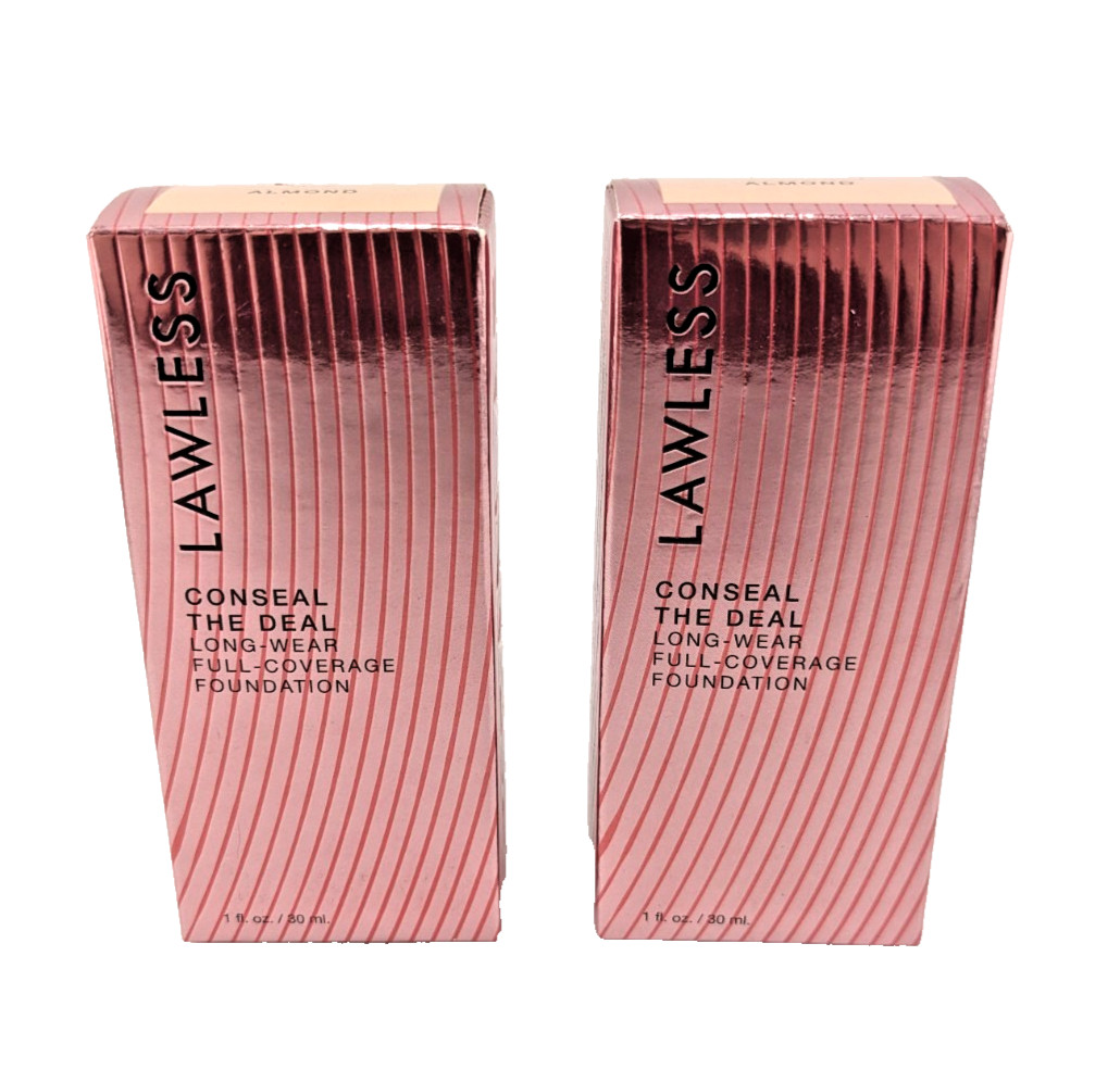 2x LAWLESS Conseal The Deal ALMOND Full Coverage Long-Wear Foundation 1floz Each