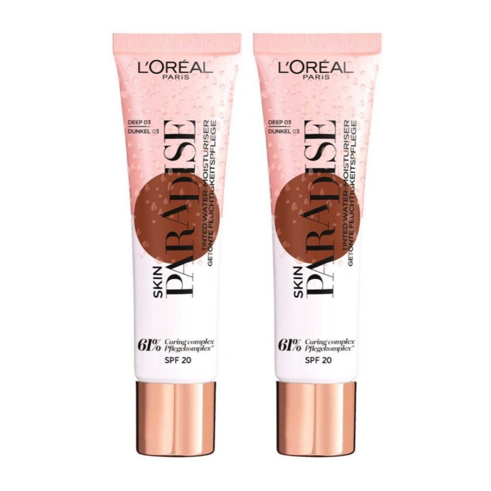 L’Oreal Paris Skin Paradise Tinted Water Moisturiser Spf 20 30ml – 03 Deep x2