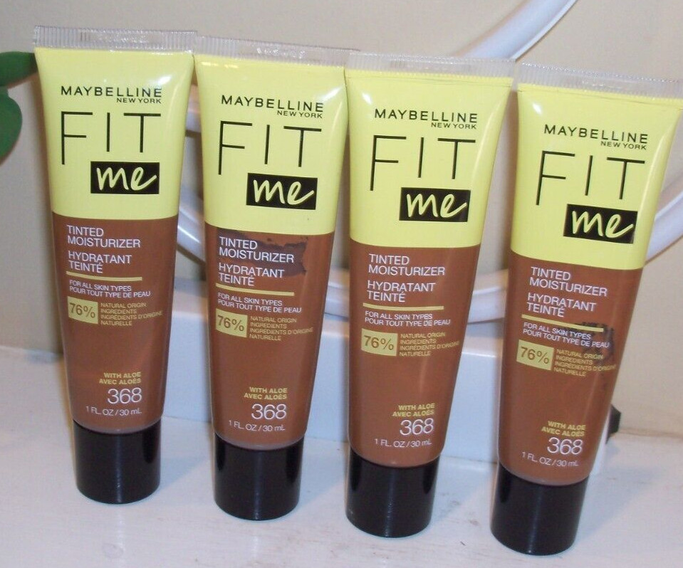 Lot of 4 Maybelline Fit Me Tinted Moisturizer Natural Coverage Face Makeup #368