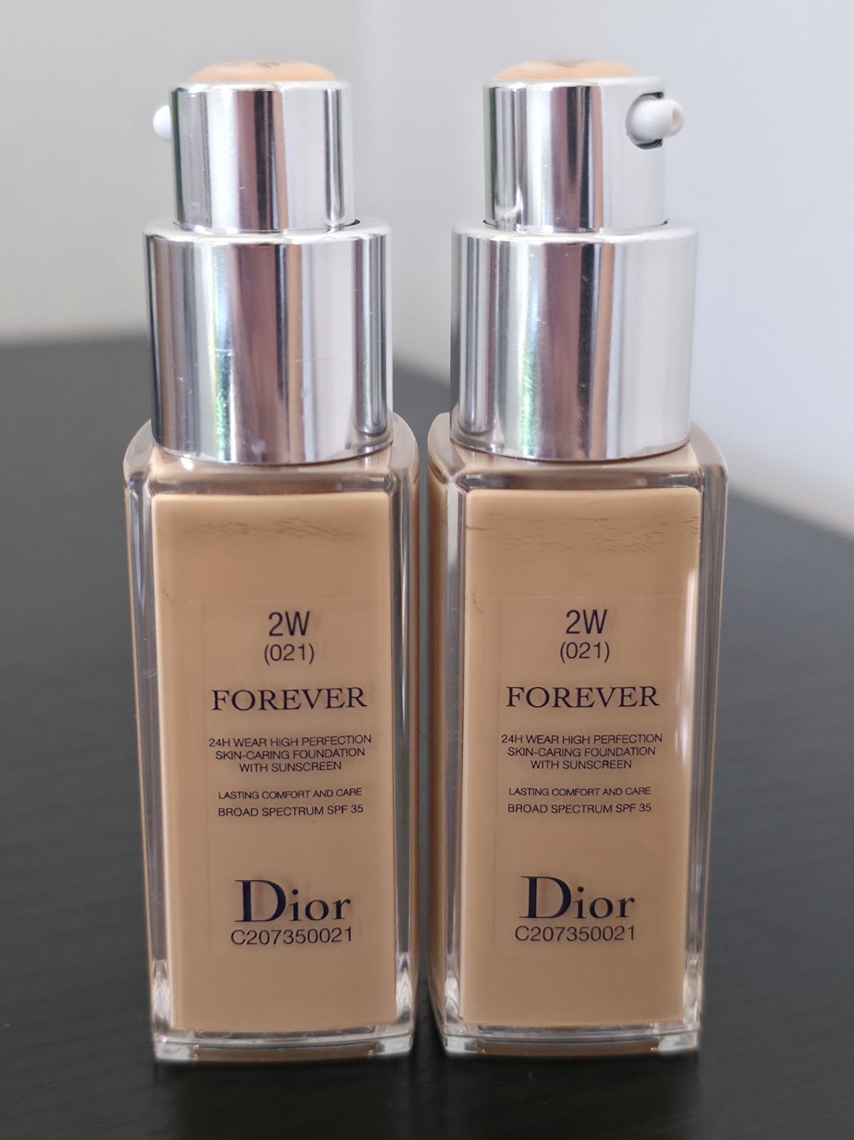 2 pcs Dior Forever Skin Glow 24H Wear Radiant Foundation SPF 35- 2W (021) -20ml